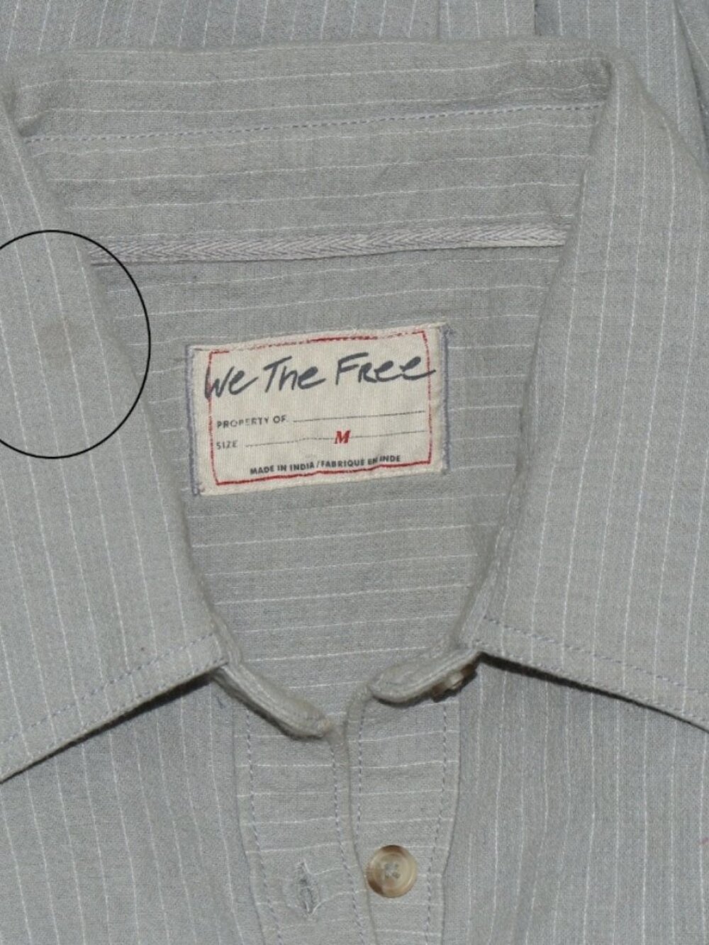 Free People We The Free Freddie Menswear Shirt Top Button Front Gray Tunic M - Picture 9 of 9
